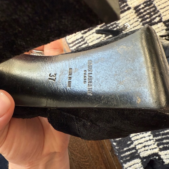 YSL Black Velvet Platform Heels 37 - Picture 10 of 12